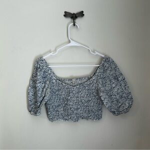 AE Smocked Puff Sleeve Crop Top